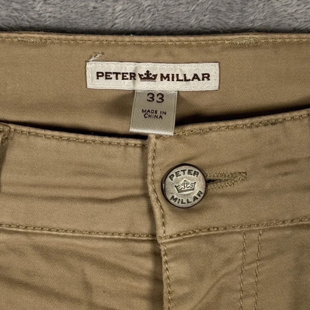 Peter Millar Sateen Stretch‎ 5 Pocket Pants Mens 33x32 Cotton Blend Golf Tan